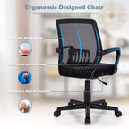 Chaise de bureau Costway à dossier mi-haut en maille, hauteur réglable, fauteuil de direction avec support lombaire