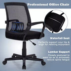 Chaise de bureau Costway à dossier mi-haut en maille, hauteur réglable, fauteuil de direction avec support lombaire