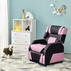 Costway Fauteuil inclinable pour enfants et adolescents avec appui-tête et repose-pieds en cuir PU Jaune/Blanc/Bleu/Rose