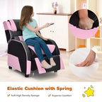 Costway Fauteuil inclinable pour enfants et adolescents avec appui-tête et repose-pieds en cuir PU Jaune/Blanc/Bleu/Rose