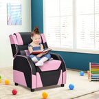 Costway Fauteuil inclinable pour enfants et adolescents avec appui-tête et repose-pieds en cuir PU Jaune/Blanc/Bleu/Rose