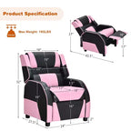 Costway Fauteuil inclinable pour enfants et adolescents avec appui-tête et repose-pieds en cuir PU Jaune/Blanc/Bleu/Rose