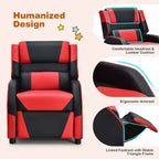 Costway Fauteuil inclinable pour enfants et adolescents avec appui-tête et repose-pieds en cuir PU Jaune/Blanc/Bleu/Rose