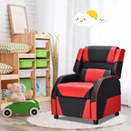 Costway Fauteuil inclinable pour enfants et adolescents avec appui-tête et repose-pieds en cuir PU Jaune/Blanc/Bleu/Rose