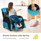 Costway Fauteuil inclinable pour enfants et adolescents avec appui-tête et repose-pieds en cuir PU Jaune/Blanc/Bleu/Rose