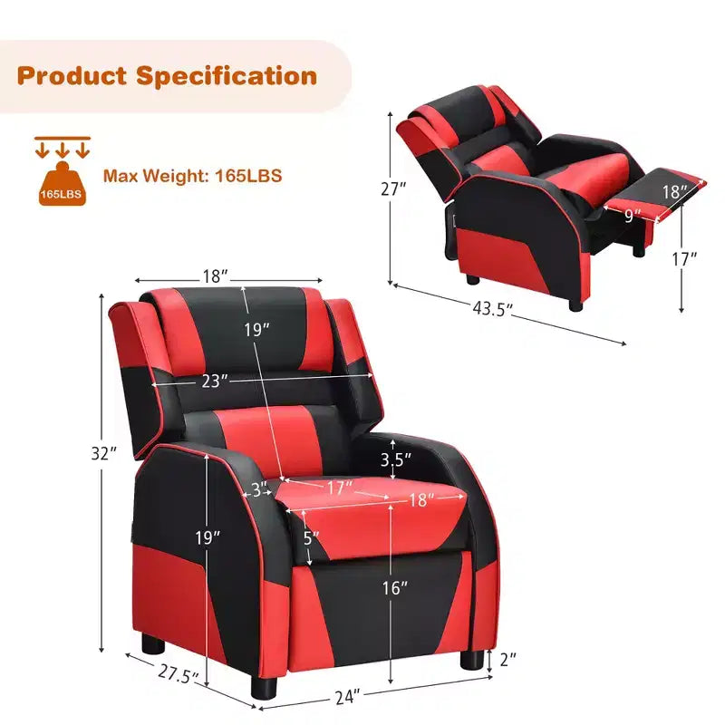 Costway Fauteuil inclinable pour enfants et adolescents avec appui-tête et repose-pieds en cuir PU Jaune/Blanc/Bleu/Rose