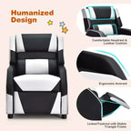 Costway Fauteuil inclinable pour enfants et adolescents avec appui-tête et repose-pieds en cuir PU Jaune/Blanc/Bleu/Rose