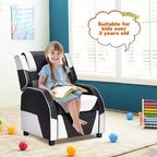 Costway Fauteuil inclinable pour enfants et adolescents avec appui-tête et repose-pieds en cuir PU Jaune/Blanc/Bleu/Rose