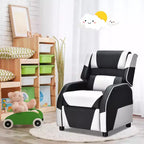 Costway Fauteuil inclinable pour enfants et adolescents avec appui-tête et repose-pieds en cuir PU Jaune/Blanc/Bleu/Rose