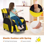 Costway Fauteuil inclinable pour enfants et adolescents avec appui-tête et repose-pieds en cuir PU Jaune/Blanc/Bleu/Rose