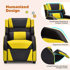 Costway Fauteuil inclinable pour enfants et adolescents avec appui-tête et repose-pieds en cuir PU Jaune/Blanc/Bleu/Rose