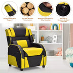 Costway Fauteuil inclinable pour enfants et adolescents avec appui-tête et repose-pieds en cuir PU Jaune/Blanc/Bleu/Rose