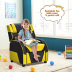 Costway Fauteuil inclinable pour enfants et adolescents avec appui-tête et repose-pieds en cuir PU Jaune/Blanc/Bleu/Rose