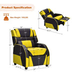 Costway Fauteuil inclinable pour enfants et adolescents avec appui-tête et repose-pieds en cuir PU Jaune/Blanc/Bleu/Rose