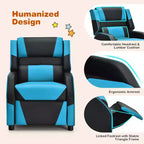 Costway Fauteuil inclinable pour enfants et adolescents avec appui-tête et repose-pieds en cuir PU Jaune/Blanc/Bleu/Rose