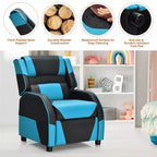 Costway Fauteuil inclinable pour enfants et adolescents avec appui-tête et repose-pieds en cuir PU Jaune/Blanc/Bleu/Rose