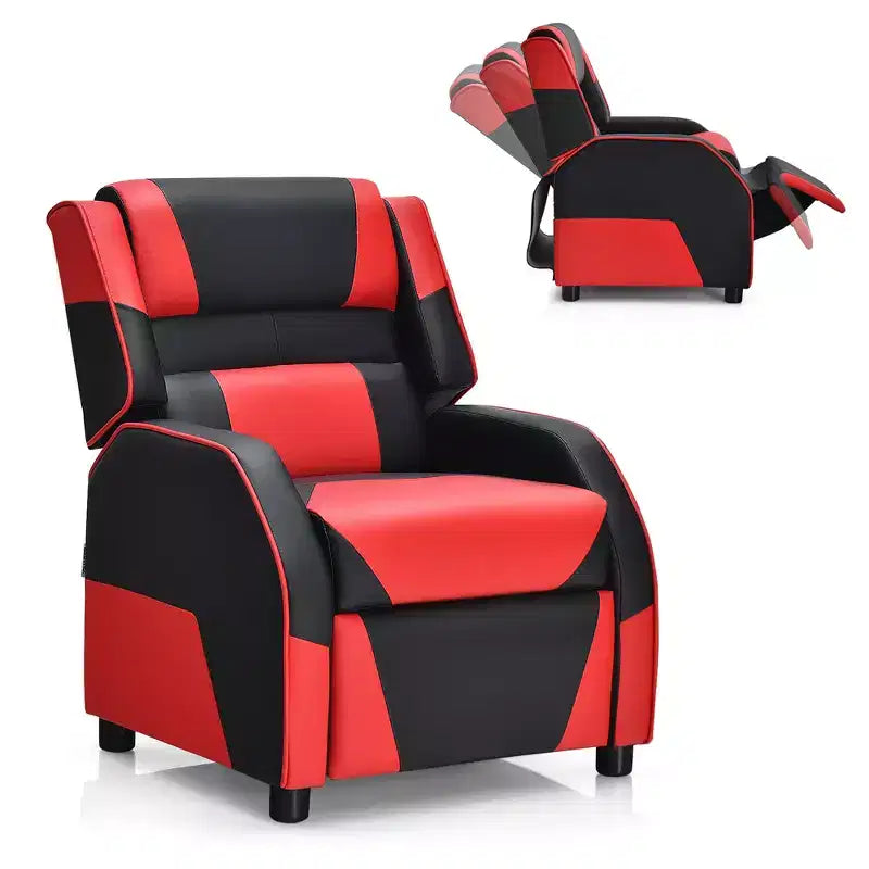 Costway Fauteuil inclinable pour enfants et adolescents avec appui-tête et repose-pieds en cuir PU Jaune/Blanc/Bleu/Rose