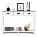Costway 47 Table Console Table d'entrée Table d'appoint avec tiroirs et étagère Blanc