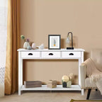 Costway 47 Table Console Table d'entrée Table d'appoint avec tiroirs et étagère Blanc