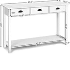 Costway 47 Table Console Table d'entrée Table d'appoint avec tiroirs et étagère Blanc