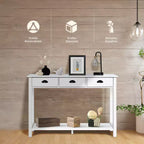 Costway 47 Table Console Table d'entrée Table d'appoint avec tiroirs et étagère Blanc
