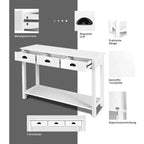 Costway 47 Table Console Table d'entrée Table d'appoint avec tiroirs et étagère Blanc