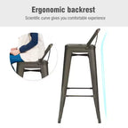 Costway Lot de 4 tabourets de bar en métal de 76 cm de hauteur, style industriel avec dossier bas en acier