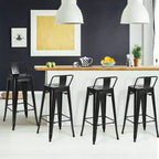 Costway Lot de 4 tabourets de bar en métal de 76 cm de hauteur, style industriel avec dossier bas en acier