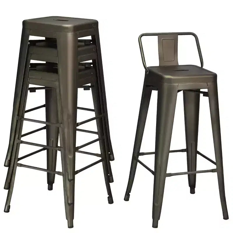 Costway Lot de 4 tabourets de bar en métal de 76 cm de hauteur, style industriel avec dossier bas en acier