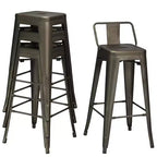 Costway Lot de 4 tabourets de bar en métal de 76 cm de hauteur, style industriel avec dossier bas en acier