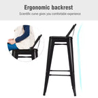 Costway Lot de 4 tabourets de bar en métal de 76 cm de hauteur, style industriel avec dossier bas en acier