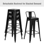 Costway Lot de 4 tabourets de bar en métal de 76 cm de hauteur, style industriel avec dossier bas en acier