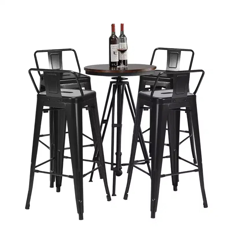 Costway Lot de 4 tabourets de bar en métal de 76 cm de hauteur, style industriel avec dossier bas en acier