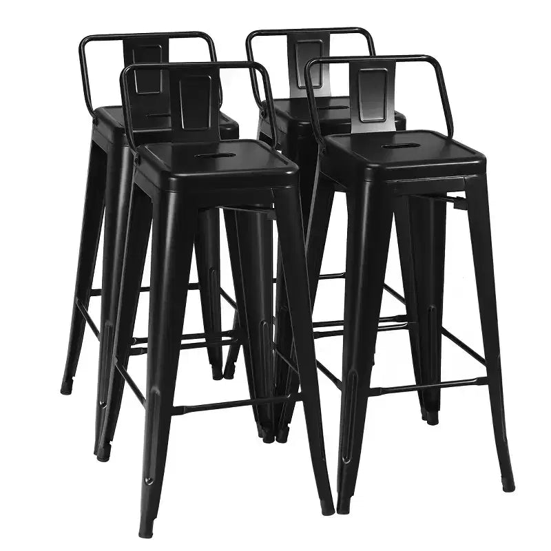 Costway Set of 4 Metal Bar Stools 30 Bar Height Barstools Industrial W/ Low Back Steel