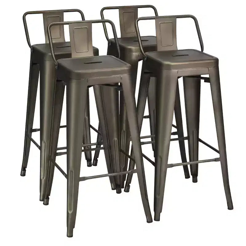 Costway Lot de 4 tabourets de bar en métal de 76 cm de hauteur, style industriel avec dossier bas en acier