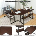 Bureau d'ordinateur Costway en forme de L avec plateau inclinable et table à dessin