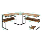Bureau d'ordinateur Costway en forme de L avec plateau inclinable et table à dessin