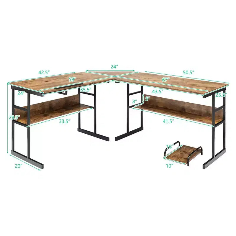 Bureau d'ordinateur Costway en forme de L avec plateau inclinable et table à dessin