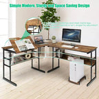 Bureau d'ordinateur Costway en forme de L avec plateau inclinable et table à dessin