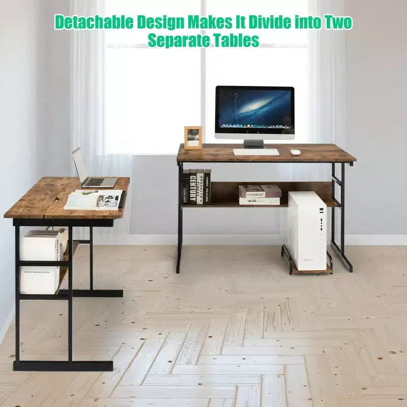 Bureau d'ordinateur Costway en forme de L avec plateau inclinable et table à dessin