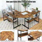Bureau d'ordinateur Costway en forme de L avec plateau inclinable et table à dessin