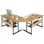 Bureau d'ordinateur Costway en forme de L avec plateau inclinable et table à dessin