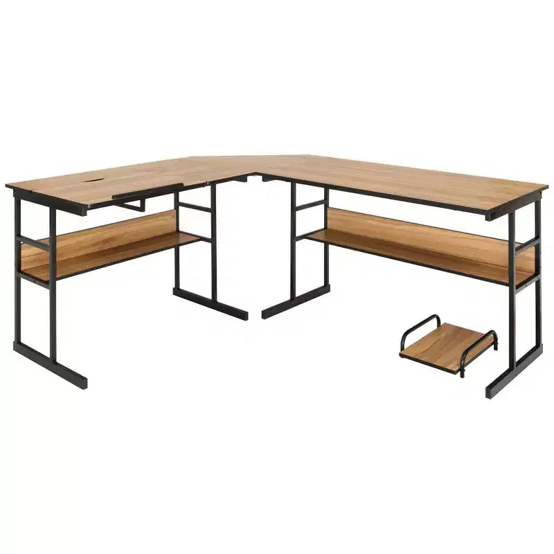Bureau d'ordinateur Costway en forme de L avec plateau inclinable et table à dessin