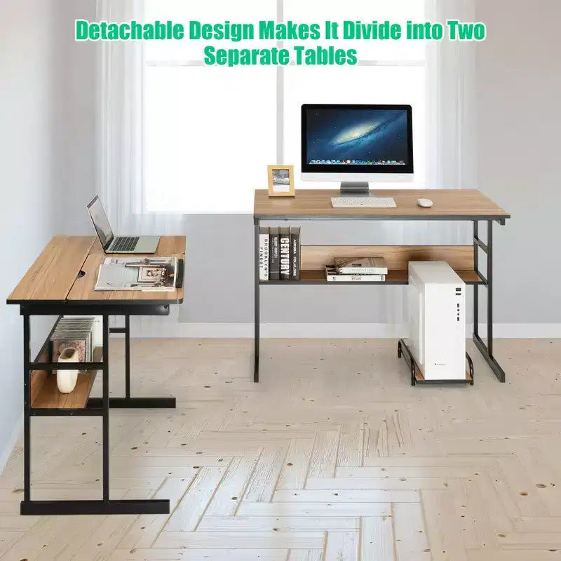 Bureau d'ordinateur Costway en forme de L avec plateau inclinable et table à dessin