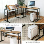 Bureau d'ordinateur Costway en forme de L avec plateau inclinable et table à dessin