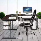 Bureau d'ordinateur Costway en forme de L avec plateau inclinable et table à dessin