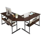 Bureau d'ordinateur Costway en forme de L avec plateau inclinable et table à dessin