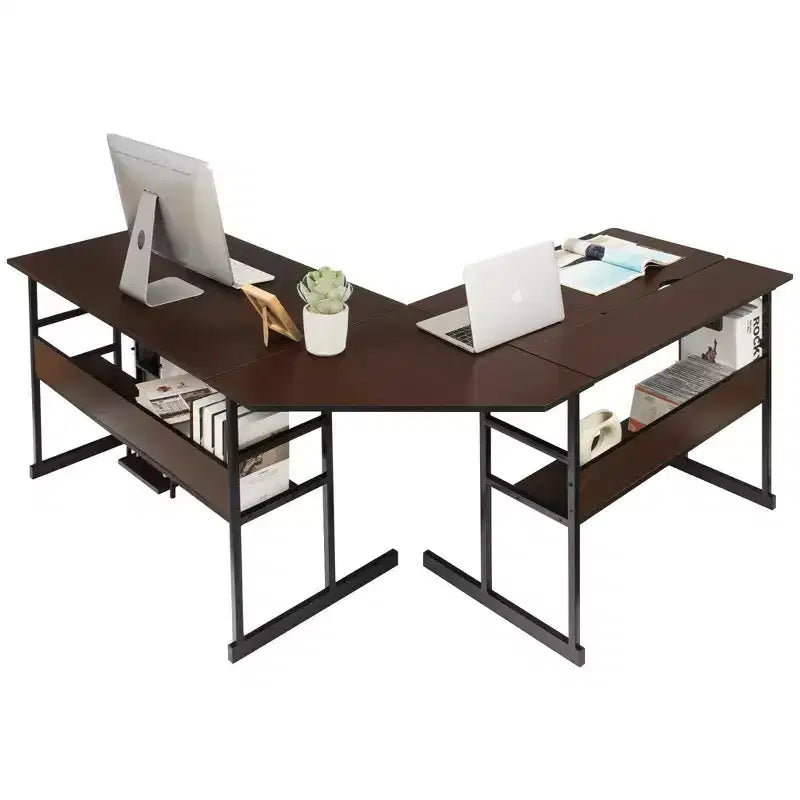 Bureau d'ordinateur Costway en forme de L avec plateau inclinable et table à dessin