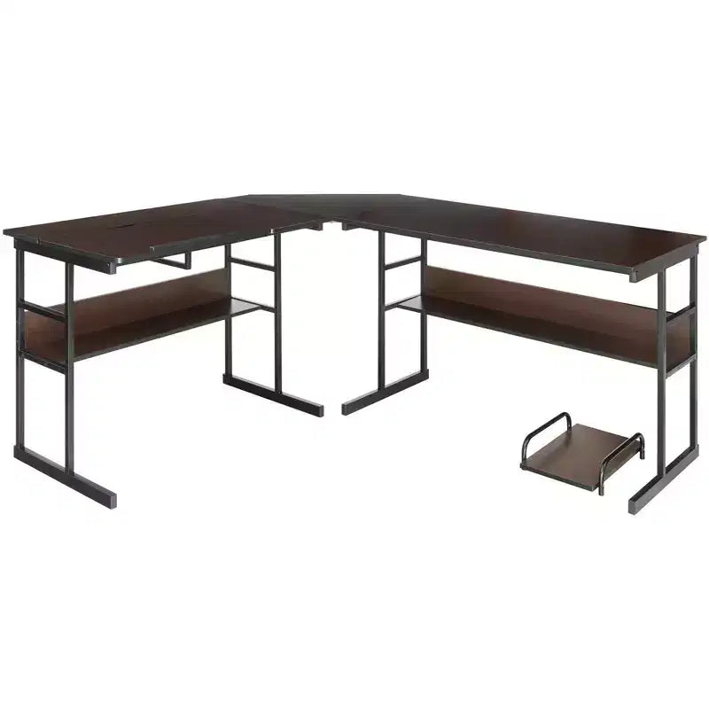 Bureau d'ordinateur Costway en forme de L avec plateau inclinable et table à dessin
