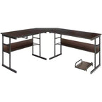 Bureau d'ordinateur Costway en forme de L avec plateau inclinable et table à dessin